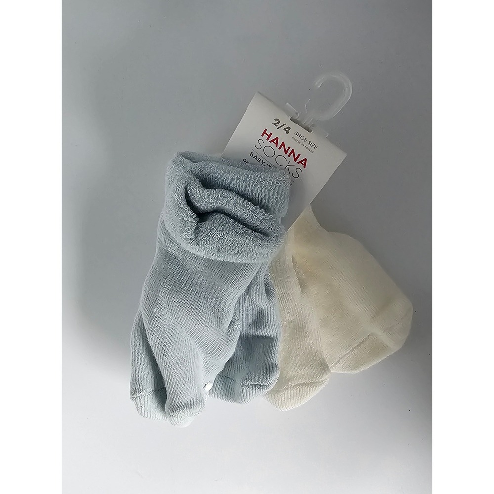 Hanna Andersson Baby Toddler Gripper Socks 2 Pair Set Blue White Shoe Size 2-4